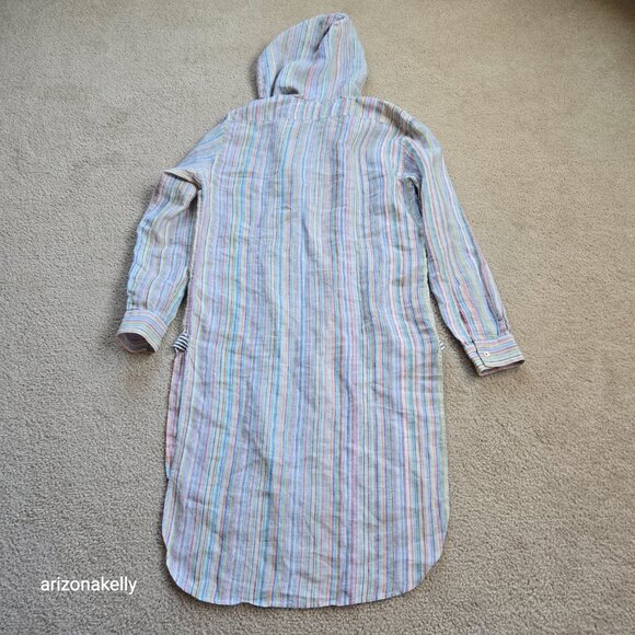 NWOT The Salting Linen Hoodie Tunic Coverup 0 Colorful Stripe - Picture 11 of 11
